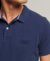 Organic Cotton Classic Pique Polo Shirt - Navy - Superdry Singapore