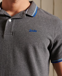 Organic Cotton Short Sleeve Tipped Polo Shirt - Blue - Superdry Singapore