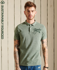 Organic Cotton Superstate Short Sleeve Polo Shirt-Khaki - Superdry Singapore