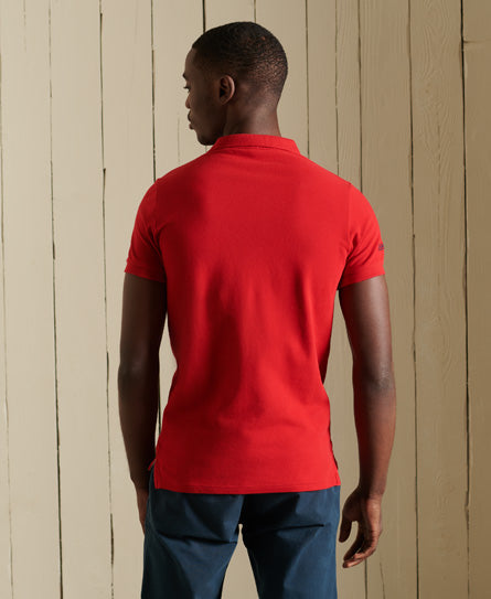 Organic Cotton Superstate Short Sleeve Polo Shirt - Red - Superdry Singapore