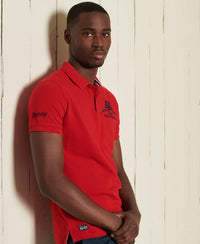 Organic Cotton Superstate Short Sleeve Polo Shirt - Red - Superdry Singapore