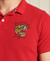 Organic Cotton Chinese New Year Polo Shirt - Red - Superdry Singapore