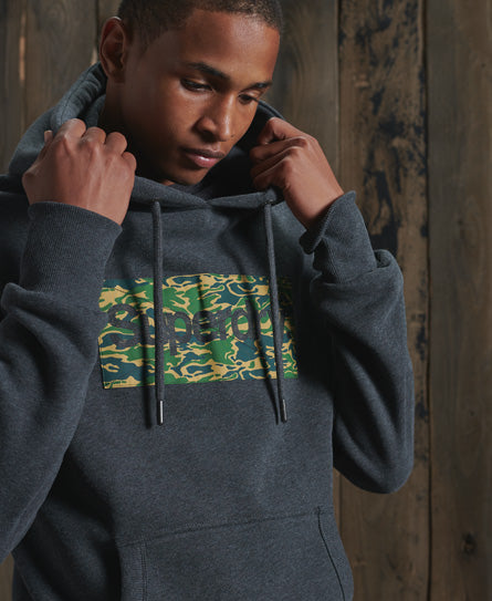 Core Logo Canvas Hoodie - Charcoal Marl - Superdry Singapore