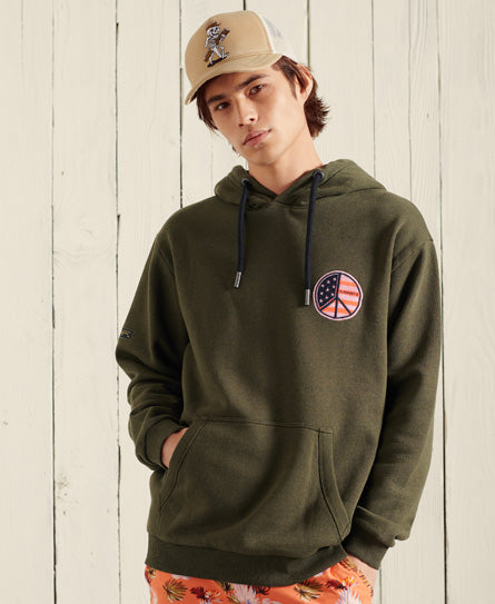 Military Nonbrand Graphic Hoodie - GREEN - Superdry Singapore