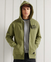 Military Graphic Zip Hoodie - Green - Superdry Singapore
