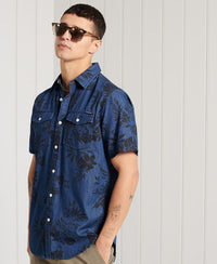 Short Sleeve Denim Loom Shirt - Dark Blue - Superdry Singapore