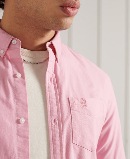 Organic Cotton Classic University Oxford Shirt - Pink - Superdry Singapore