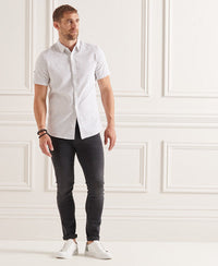 Organic Cotton Seersucker Short Sleeve Shirt - Grey - Superdry Singapore