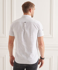 Organic Cotton Seersucker Short Sleeve Shirt - Grey - Superdry Singapore