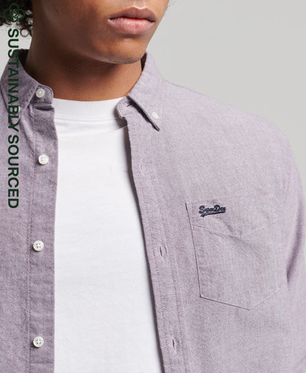 Organic Cotton Vintage Oxford Shirt - Purple - Superdry Singapore