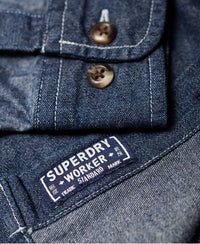 Worker Long Sleeve Shirt - Dark Blue - Superdry Singapore