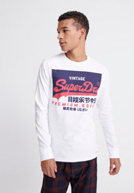 Organic Cotton Vintage Logo Long Sleeve T-Shirt - White - Superdry Singapore