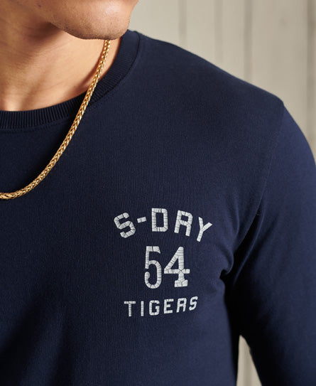 Military Graphic Long Sleeve Top - Dark Blue - Superdry Singapore