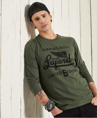 Military Long Sleeved Graphic Top - Green - Superdry Singapore