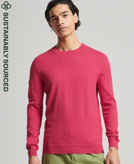 Organic Cotton Cashmere Crew Jumper - Hike Red - Superdry Singapore