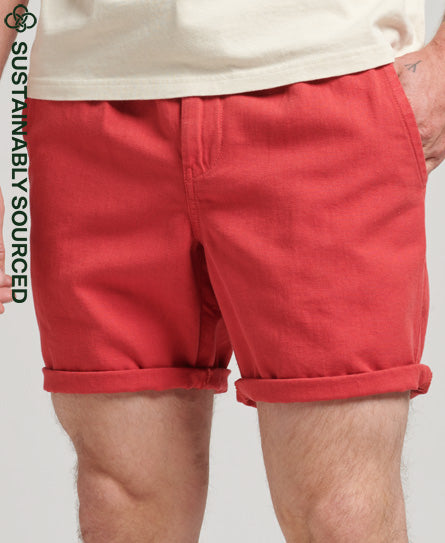 Organic Cotton Vintage Overdyed Shorts - Red - Superdry Singapore
