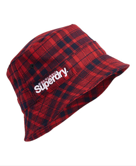 Detroit Bucket Hat - Red Check - Superdry Singapore