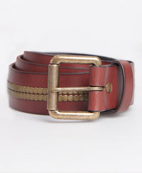 Bronson Leather Belt-Brown - Superdry Singapore