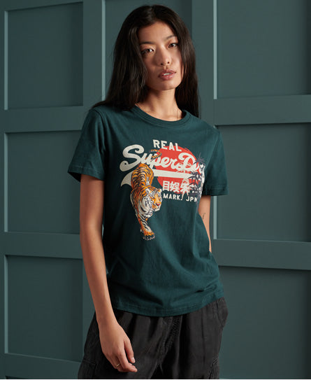 Vintage Logo Rising Sun T-Shirt-Green - Superdry Singapore