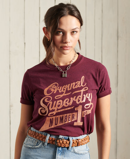 Glitter Sparkle T-Shirt - Red - Superdry Singapore