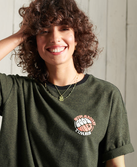 Military Narrative Boxy Tee - Green - Superdry Singapore