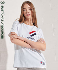 Organic Cotton Sportstyle Chenille T-Shirt - White - Superdry Singapore