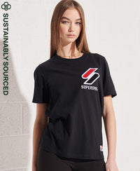 Organic Cotton Sportstyle Chenille T-Shirt - Black - Superdry Singapore