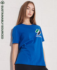 Organic Cotton Sportstyle Chenille T-Shirt - Blue - Superdry Singapore