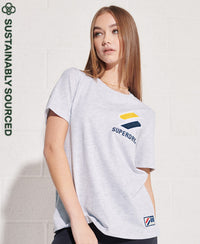 Organic Cotton Sportstyle Chenille T-Shirt - Light Grey - Superdry Singapore