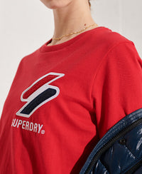 Organic Cotton Sportstyle Chenille T-Shirt - Red - Superdry Singapore