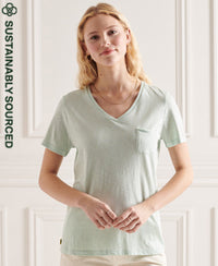 Organic Cotton Pocket V-Neck T-Shirt - Green - Superdry Singapore