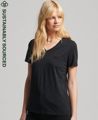 Organic Cotton Studios Pocket V-Neck T-Shirt-Black - Superdry Singapore