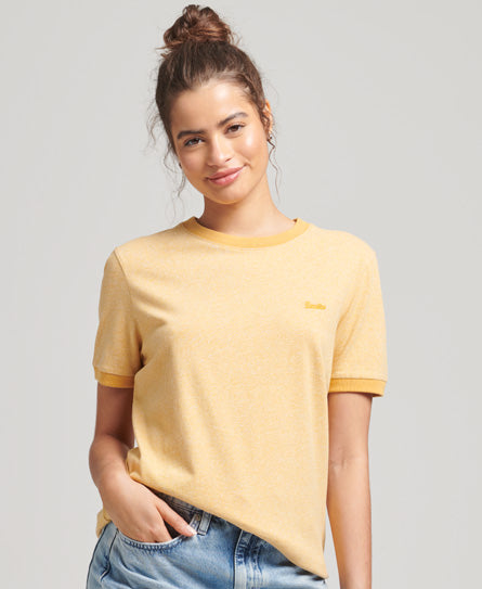Organic Cotton Vintage Logo Ringer T-Shirt - Yellow - Superdry Singapore