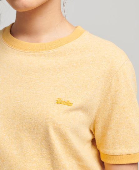 Organic Cotton Vintage Logo Ringer T-Shirt - Yellow - Superdry Singapore