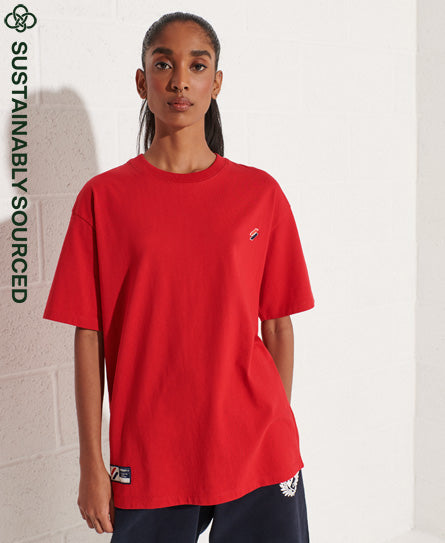 Organic Cotton Code Essential T-Shirt - Red - Superdry Singapore