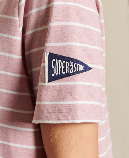 Vl Source Stripe Tee-Softer Pink Marl - Superdry Singapore