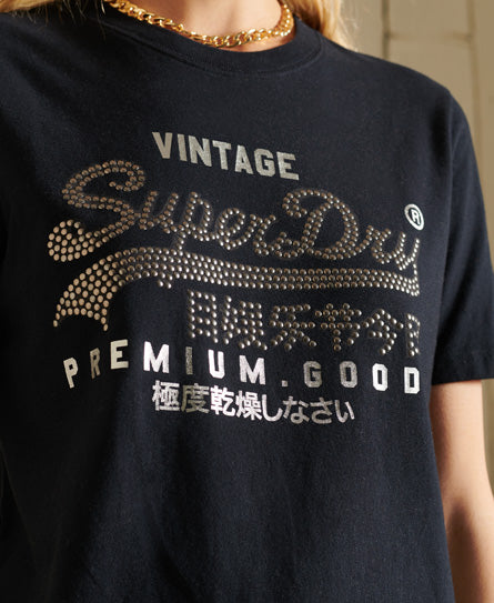 Vintage Logo Tonal T-Shirt-Black - Superdry Singapore