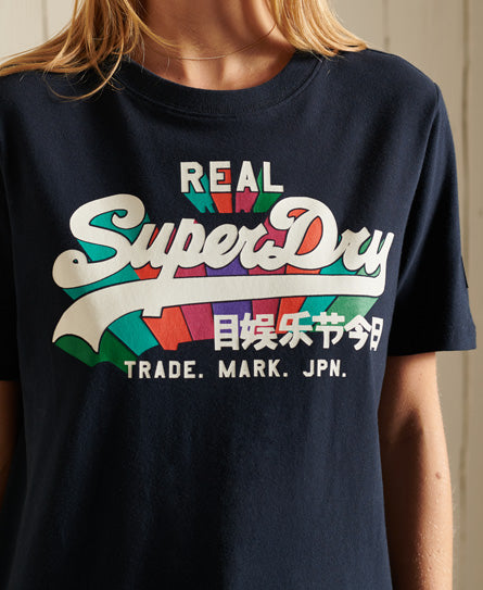 Vintage Logo Rainbow T-Shirt-Navy - Superdry Singapore
