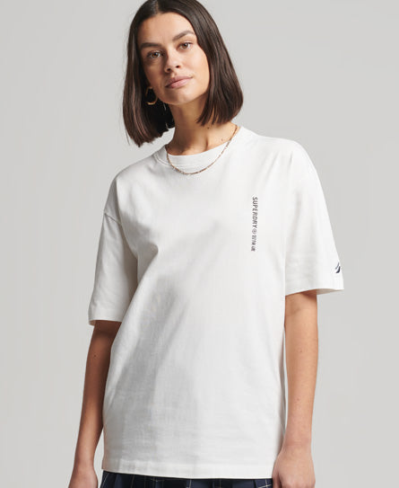 Core Logo Linear Loose T-Shirt-White - Superdry Singapore