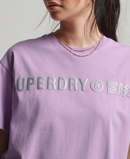 Core Logo Linear Loose T-Shirt-Purple - Superdry Singapore