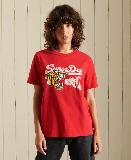 Organic Cotton CNY Graphic T-Shirt - Red - Superdry Singapore