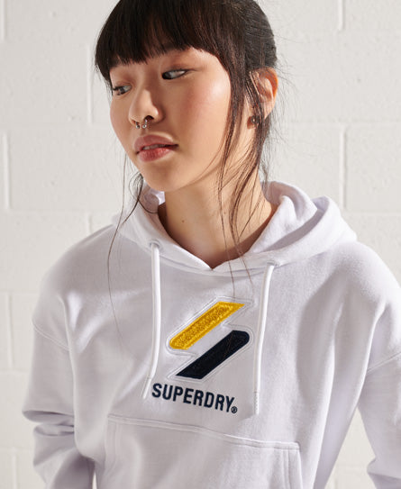 Sportstyle Classic Boxy Hoodie - White - Superdry Singapore