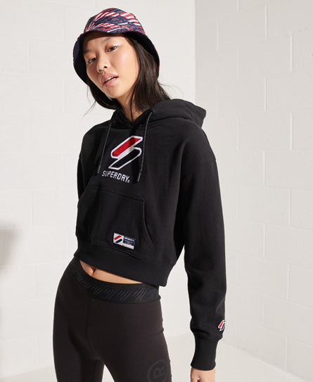 Sportstyle Classic Boxy Hoodie - Black - Superdry Singapore