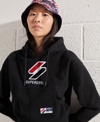 Sportstyle Classic Boxy Hoodie - Black - Superdry Singapore