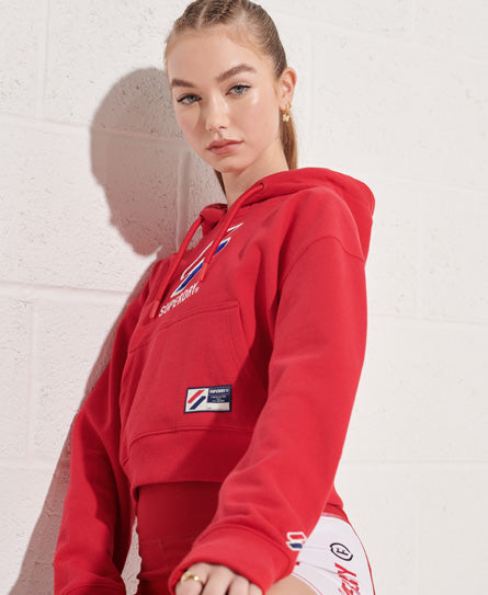 Sportstyle Classic Boxy Hoodie - Red - Superdry Singapore