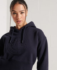 Expedition Embossed Boxy Hoodie - Navy - Superdry Singapore