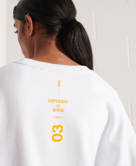 Cooperate Logo Crew Sweatshirt - White - Superdry Singapore