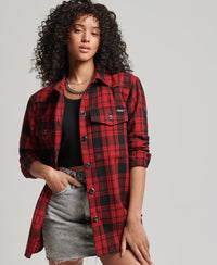 Check Overshirt-Red Check - Superdry Singapore