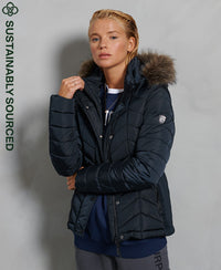 Luxe Fuji Padded Jacket - Eclipse Navy - Superdry Singapore