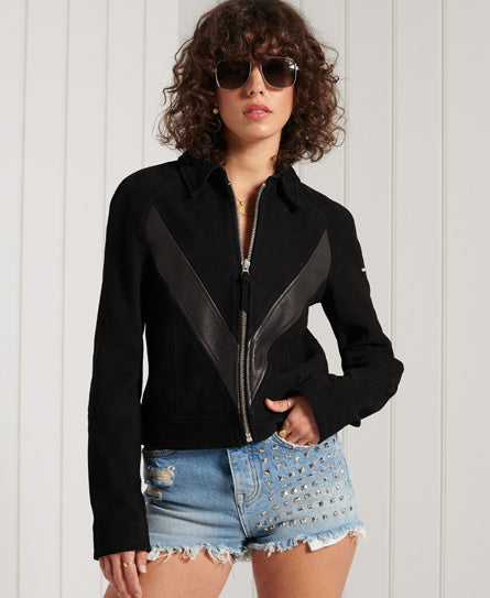 Gig Leather Jacket - Black - Superdry Singapore